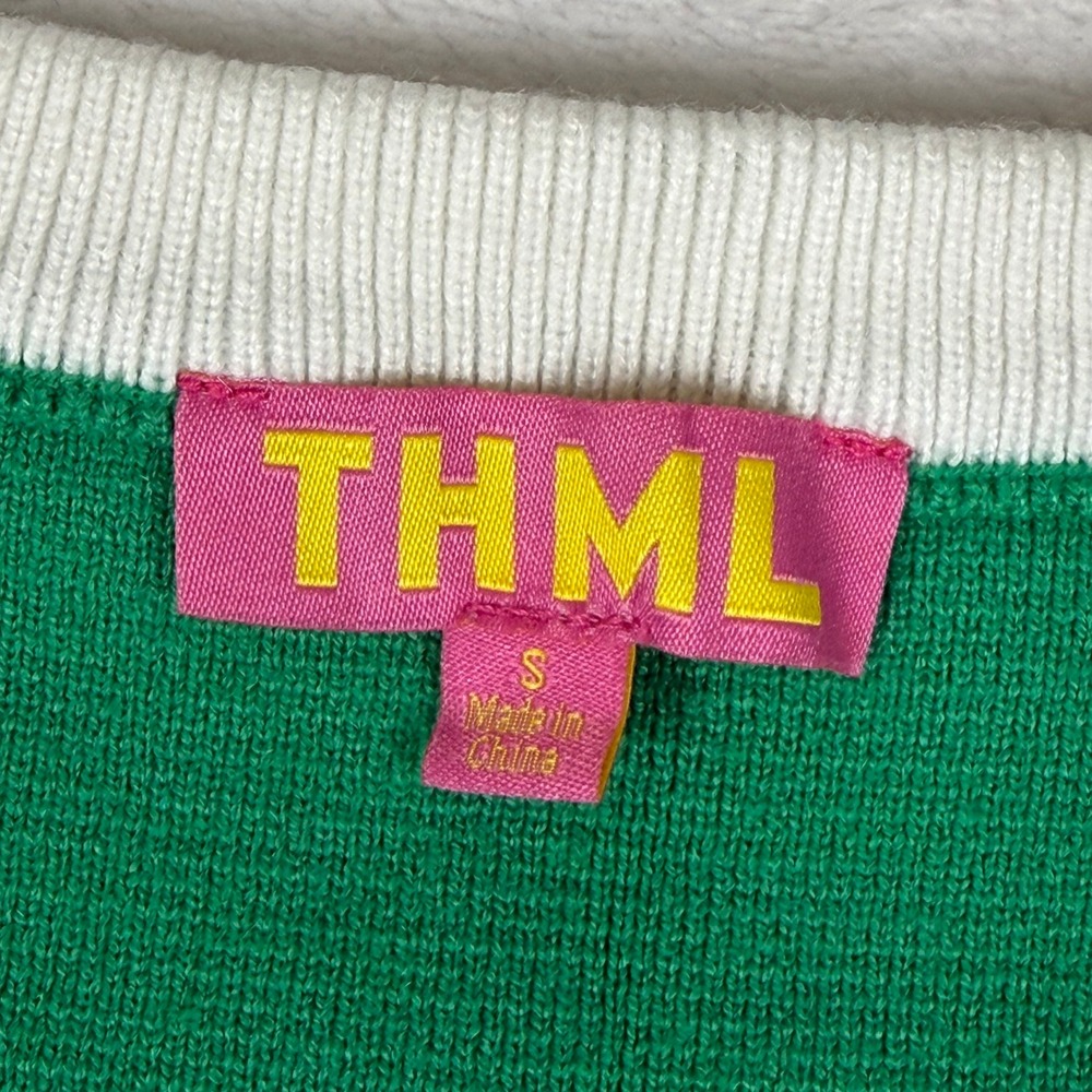 THML Green Knit Mixed Media Puff Sleeve Peplum Top WK0190-GN Small - Picture 2 of 8